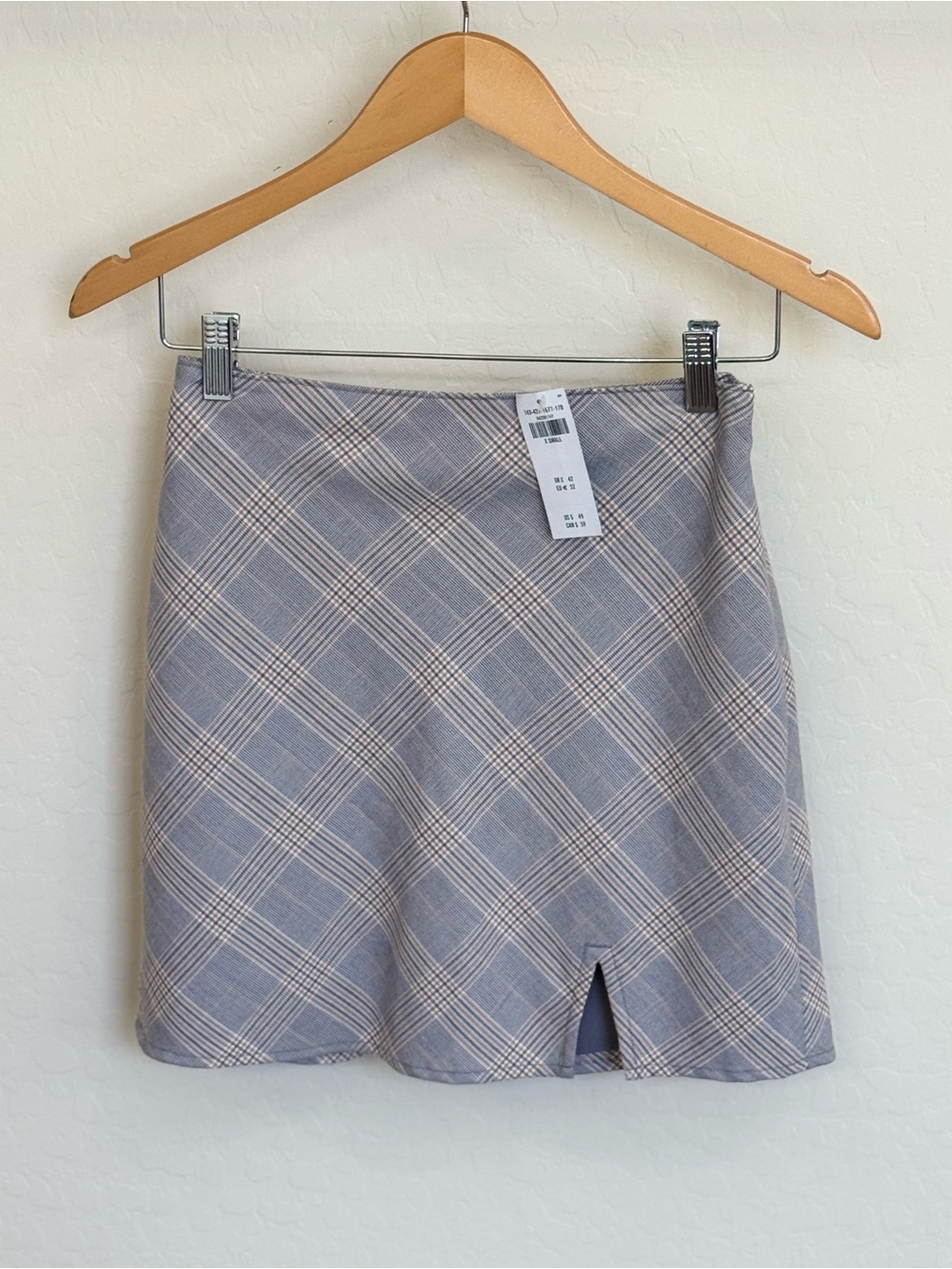 Abercrombie & Fitch Plaid Slit Mini Skirt NWT Size XS Grey Tan Y2K